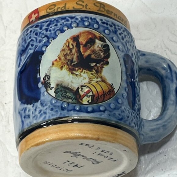 VTG Swiss Grd.St. Bernard Dog Mini Mug Shot Cup 2.75" Tall Souvenir Collectible - Picture 8 of 16